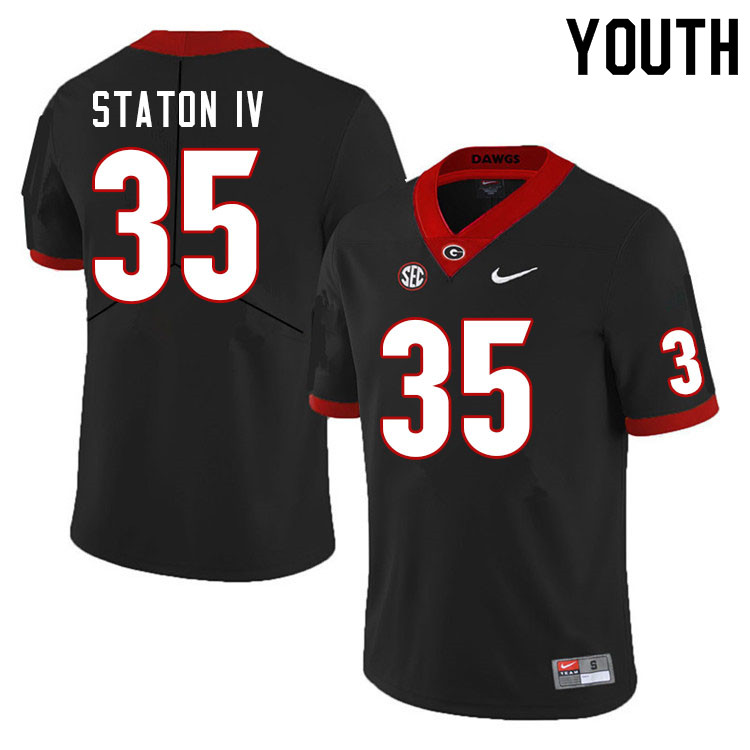 Youth #35 John Staton IV Georgia Bulldogs College Football Jerseys Sale-Black